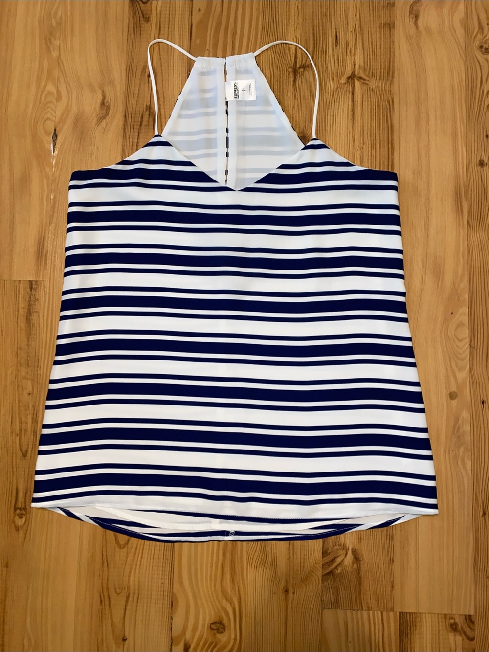 Express Barcelona Cami in White with Navy Trim